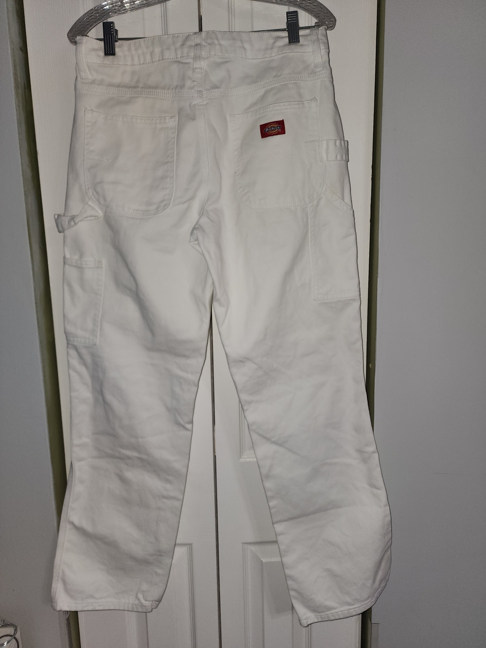 Dickies Women's White Straight-Leg Carpenter Jeans Classic Size 7/28